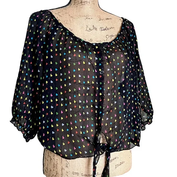 Julie's Closet Heart Print Blouse XL - Picture 4 of 16